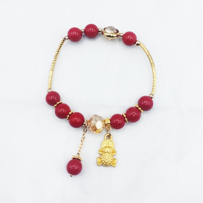 Νέο μοντέλο γυναικείο βραχιόλι με κόκκινες πέτρες και μενταγιόν