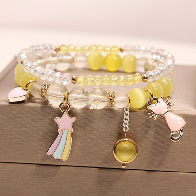 Μοντέρνο γυναικείο βραχιόλι με πέτρες και πέρλες