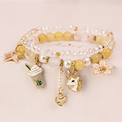 Μοντέρνο γυναικείο βραχιόλι με πέτρες και πέρλες