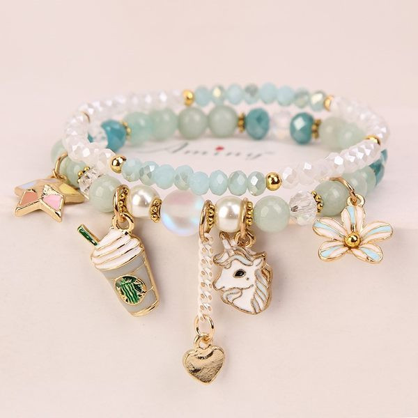 Μοντέρνο γυναικείο βραχιόλι με πέτρες και πέρλες