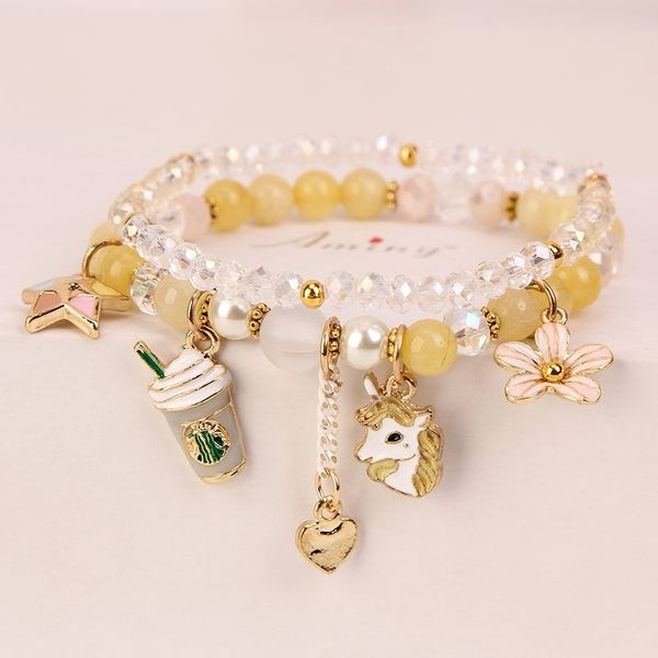 Μοντέρνο γυναικείο βραχιόλι με πέτρες και πέρλες