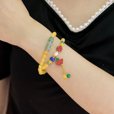 Βραχιόλι με χρωματιστές χάντρες και μενταγιόν για γυναίκες