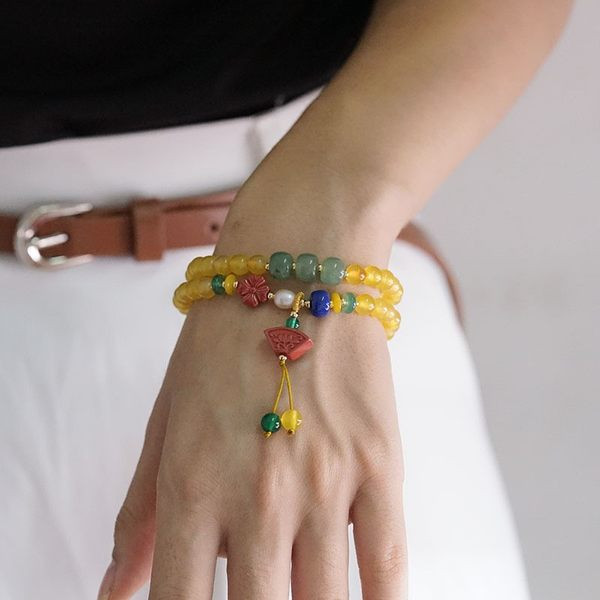 Βραχιόλι με χρωματιστές χάντρες και μενταγιόν για γυναίκες