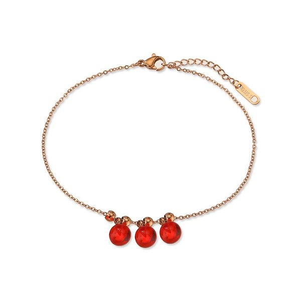 Μοντέρνο γυναικείο βραχιόλι ποδιών με κόκκινες πέτρες