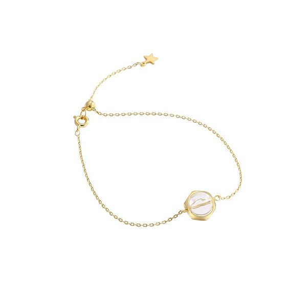 Γυναικείο βραχιόλι με λευκή διακοσμητική πέτρα και μενταγιόν