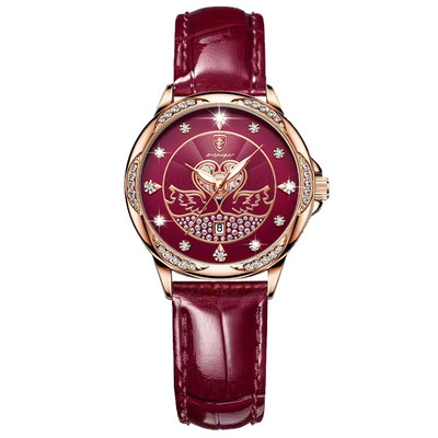 Eko-nahast dekoratiivkividega naiste käekell