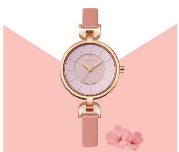 Γυναικείο ρολόι - με λεπτό δερμάτινο λουράκι