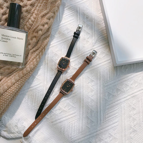 Naiste kandiline käekell kunstnahast rihma ja dekoratiivkividega