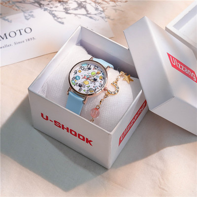 Στρογγυλό ρολόι με λουράκι από ψεύτικο δέρμα