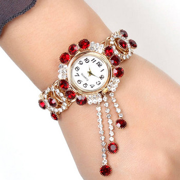 Μοντέρνο γυναικείο ρολόι βραχιόλι με διακοσμητικές πέτρες