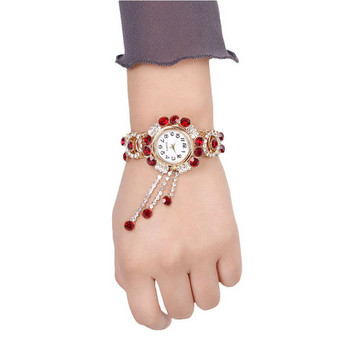 Μοντέρνο γυναικείο ρολόι βραχιόλι με διακοσμητικές πέτρες