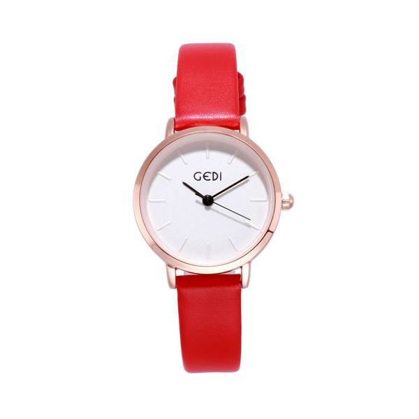 Απλό μοντέλο γυναικείο ρολόι με στρογγυλό σχήμα και δερμάτινο λουράκι