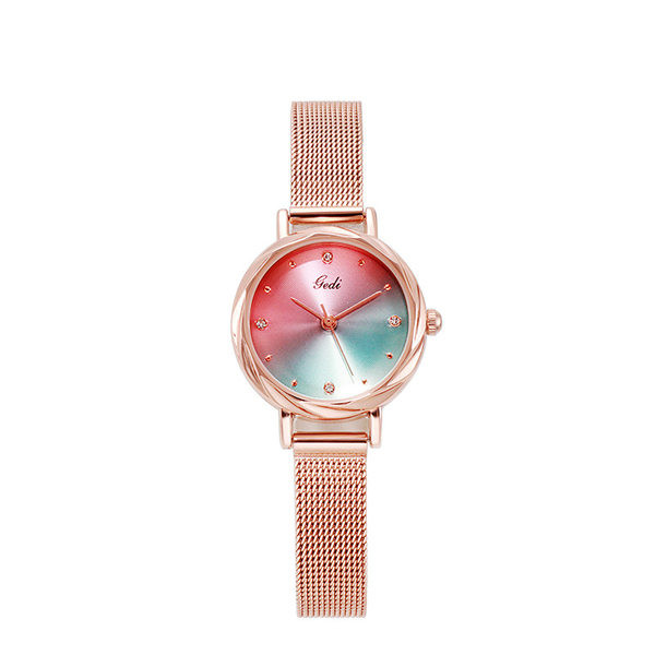 Ženski elegantni sat s brojčanikom u boji i ukrasnim kamenčićima