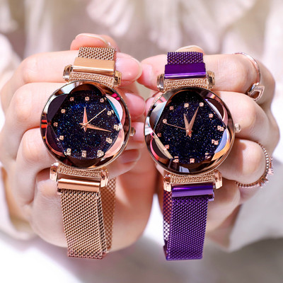 Γυναικείο ρολόι με μεταλλικά λουράκια και γυαλιστερό εφέ