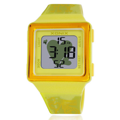 Έγχρωμο ηλεκτρονικό ρολόι με τετράγωνο σχήμα