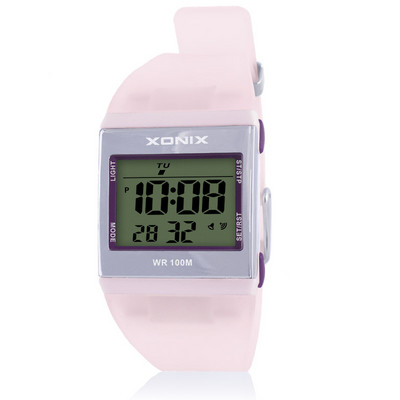 Γυναικείο ηλεκτρονικό τετράγωνο ρολόι με λουράκι σιλικόνης