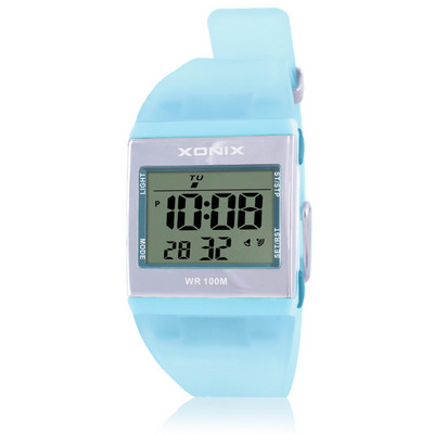 Γυναικείο ηλεκτρονικό τετράγωνο ρολόι με λουράκι σιλικόνης