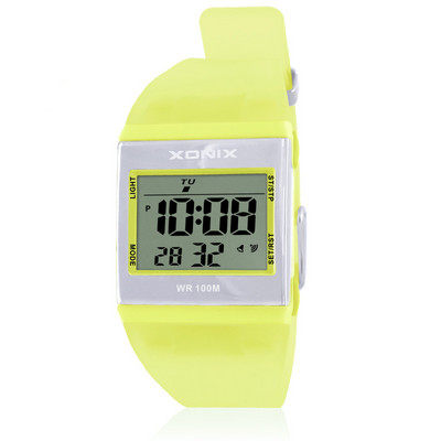 Γυναικείο ηλεκτρονικό τετράγωνο ρολόι με λουράκι σιλικόνης