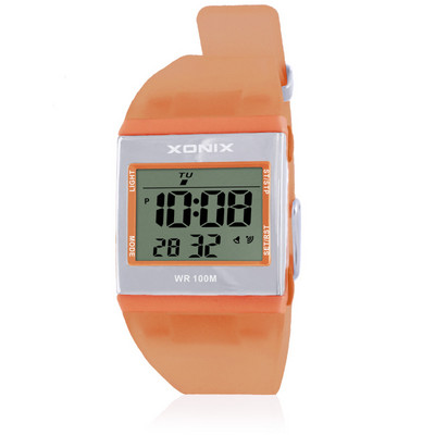 Γυναικείο ηλεκτρονικό τετράγωνο ρολόι με λουράκι σιλικόνης