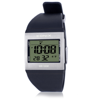 Γυναικείο ηλεκτρονικό τετράγωνο ρολόι με λουράκι σιλικόνης