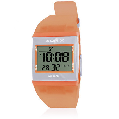 Γυναικείο ηλεκτρονικό τετράγωνο ρολόι με λουράκι σιλικόνης