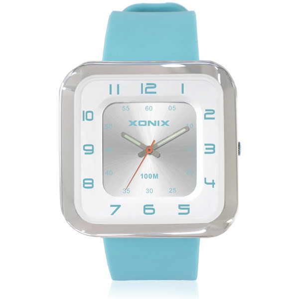 Μοντέρνο γυναικείο τετράγωνο ρολόι με λουράκι σιλικόνης