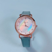 Moodne kunstnahast rihma ja ümara kujuga naiste käekell