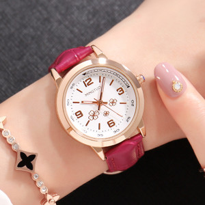 Naiste helendav käekell kunstnahast rihmaga