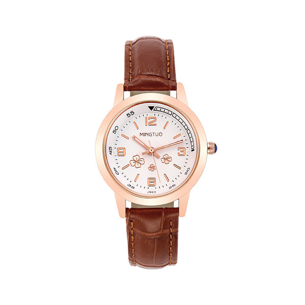 Naiste helendav käekell kunstnahast rihmaga