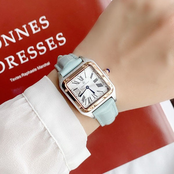 Γυναικείο ρολόι με τετράγωνο καντράν και δερμάτινο λουράκι νέο μοντέλο