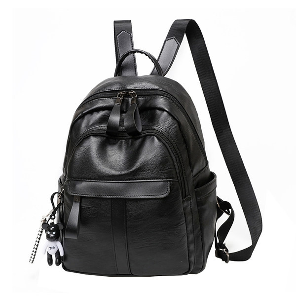 Ženski casual ruksak od umjetne kože - crni i smeđi