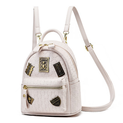 Νέο μοντέλο μικρό γυναικείο σακίδιο πλάτης με μεταλλικά εμβλήματα