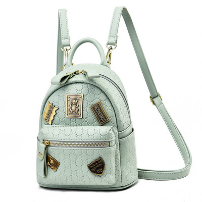 Νέο μοντέλο μικρό γυναικείο σακίδιο πλάτης με μεταλλικά εμβλήματα