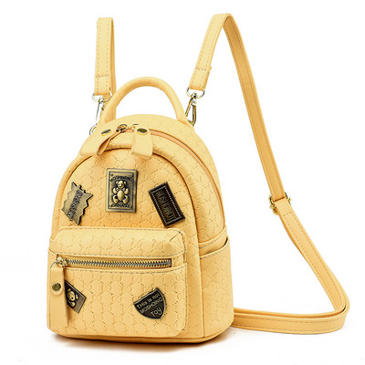 Νέο μοντέλο μικρό γυναικείο σακίδιο πλάτης με μεταλλικά εμβλήματα
