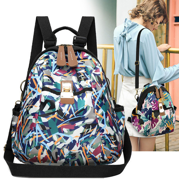 Igapäevane värviline lillemotiividega seljakott