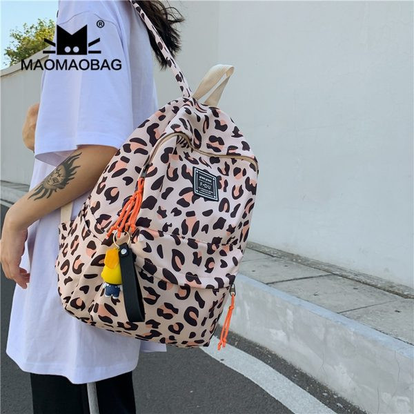 Sieviešu ikdienas tekstila mugursoma ar emblēmu un dzīvnieku apdruku