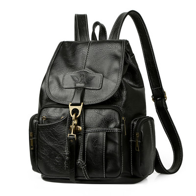 Μοντέρνο γυναικείο έκο δερμάτινο σακίδιο πλάτης με τσέπες - τρία χρώματα