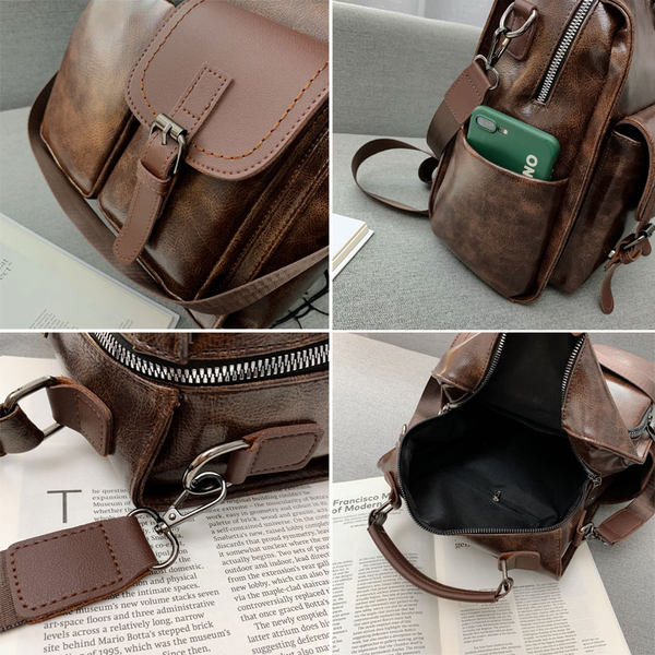 Moodne naiste nahast seljakott esitaskutega