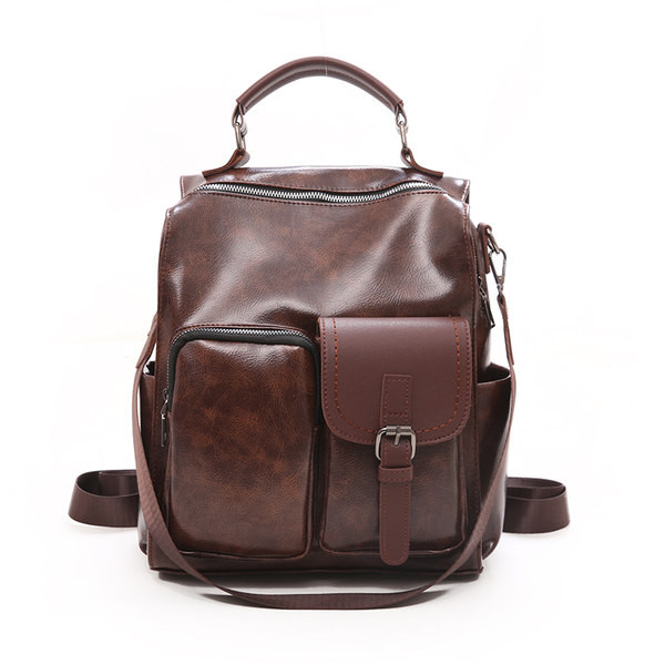 Moodne naiste nahast seljakott esitaskutega