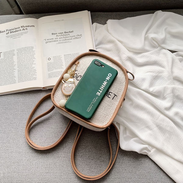 Ženski mali tekstilni ruksak sa natpisom i 3D dekoracijom