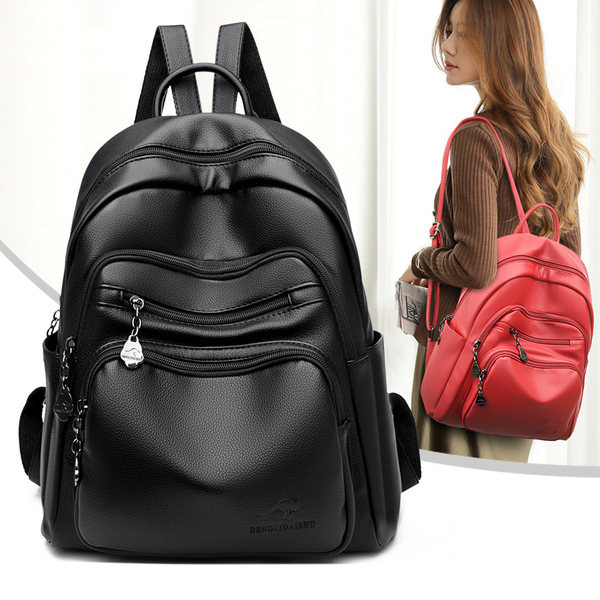 Moodne puhtast nahast lukuga seljakott