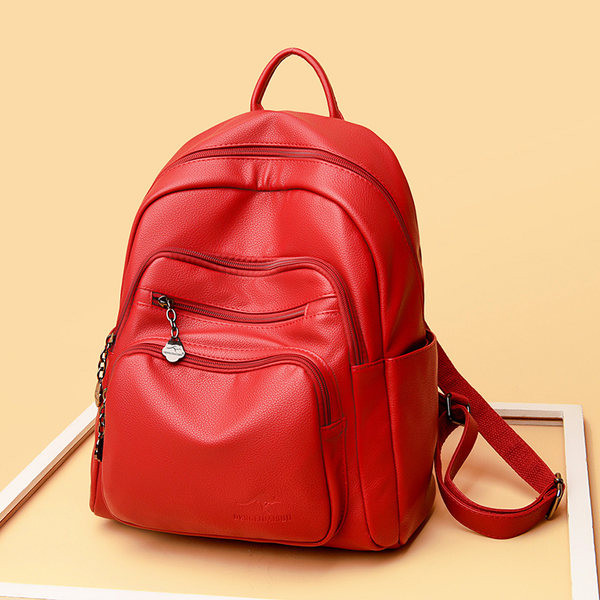 Moodne puhtast nahast lukuga seljakott