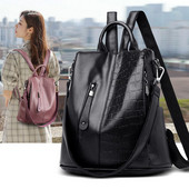 Naiste igapäevane reljeefse naha ja lukuga seljakott