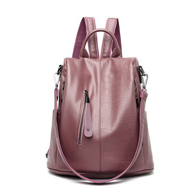 Naiste igapäevane reljeefse naha ja lukuga seljakott