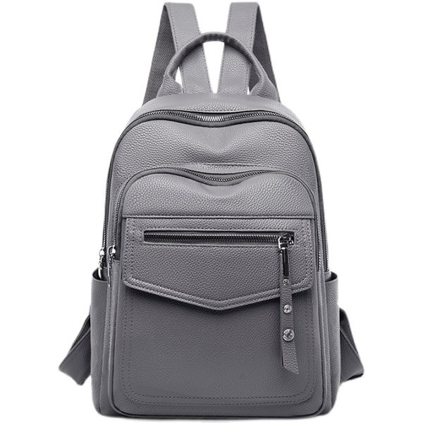 Ležeran ruksak od eko kože s patentnim zatvaračem - za žene