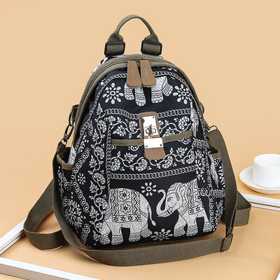 Värviline lillemotiividega naiste seljakott