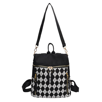 Γυναικείο καρό σακίδιο πλάτης με φερμουάρ