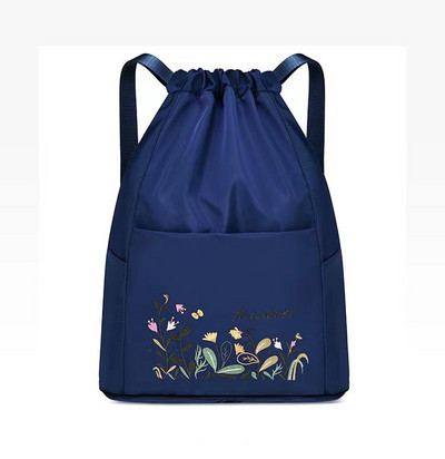 Γυναικείο υφασμάτινο σακίδιο πλάτης με μπροστινή τσέπη και κέντημα