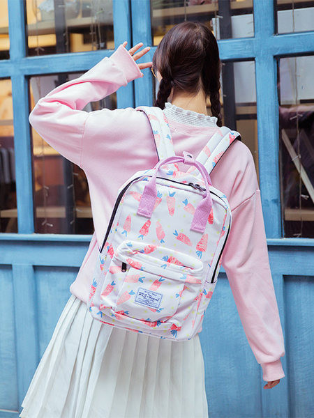 Γυναικείο σακίδιο πλάτης με υφασμάτινα χερούλια σε ροζ χρώμα