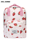 Naiste tekstiilist seljakott trükise ja embleemiga